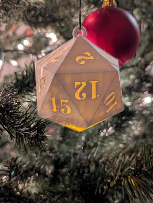 D20 Dice Christmas Ornament – Perfect for Tabletop RPG Fans, Unique Holiday Decoration