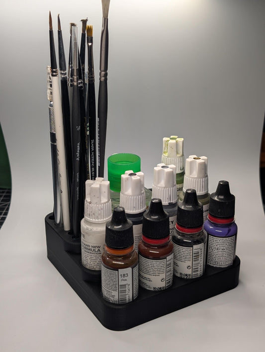 Compact Paint Organizer for Miniature Painters - Brush and Paint Holder