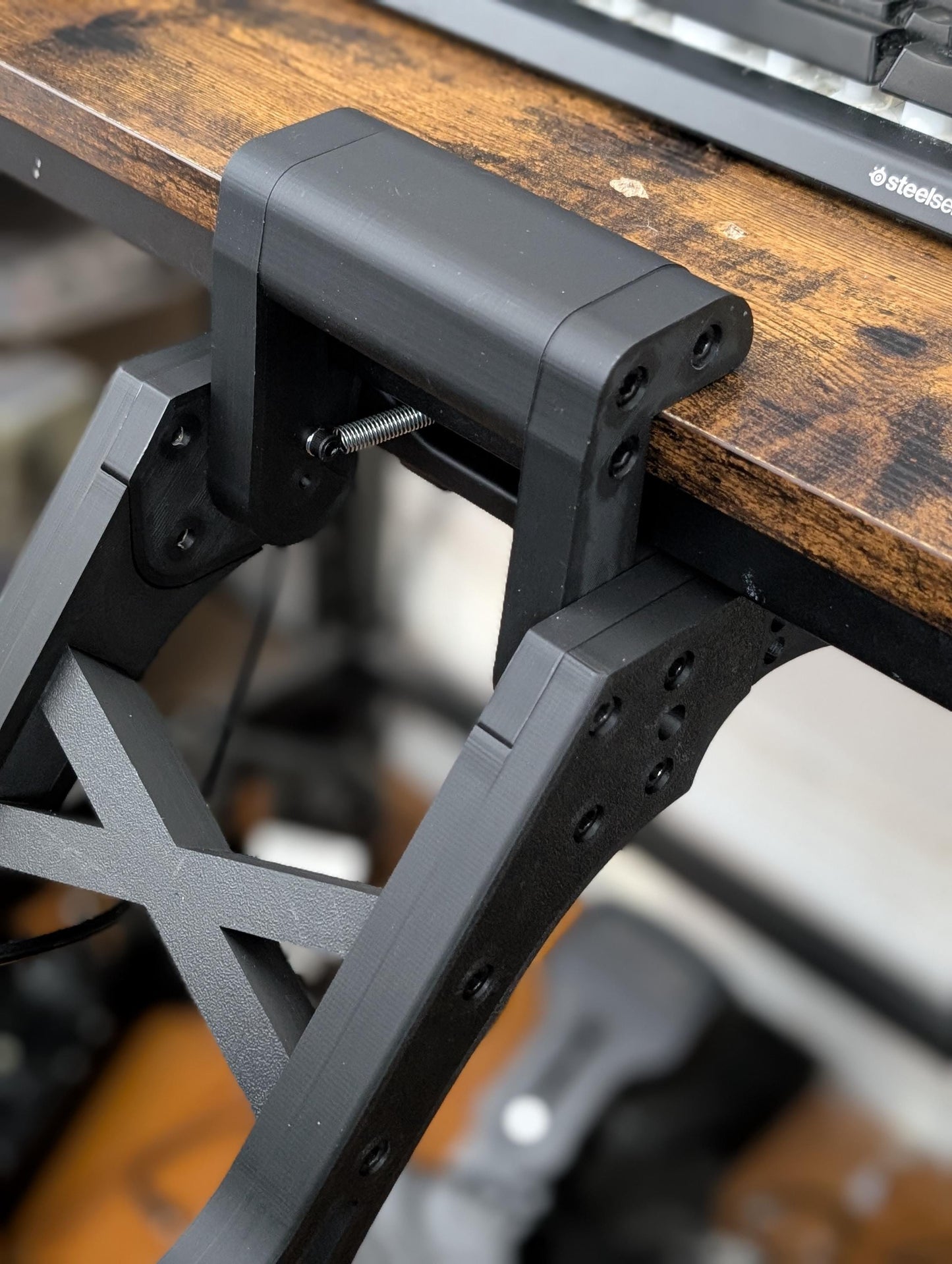 Universal Fold Away stick Mount (Fold-Away) – T.16000 / X52 / X56 / VelocityOne / SOL R-6/VKB Gladiator / NXT evo – Under Desk HOTAS Mount