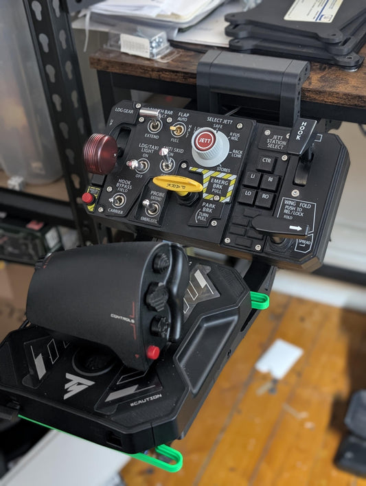 Universal Fold Away Throttle Mount (Fold-Away) – T16000 / X52 / X56 / VelocityOne / SOL R-6 Compatible – Under Desk HOTAS Mount