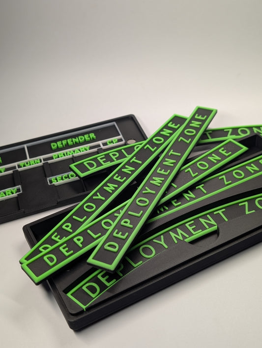 Deployment Zone Marker Set with game tracker and storage case - 6 Rectangular & 2 Curved (Multiple Colors)